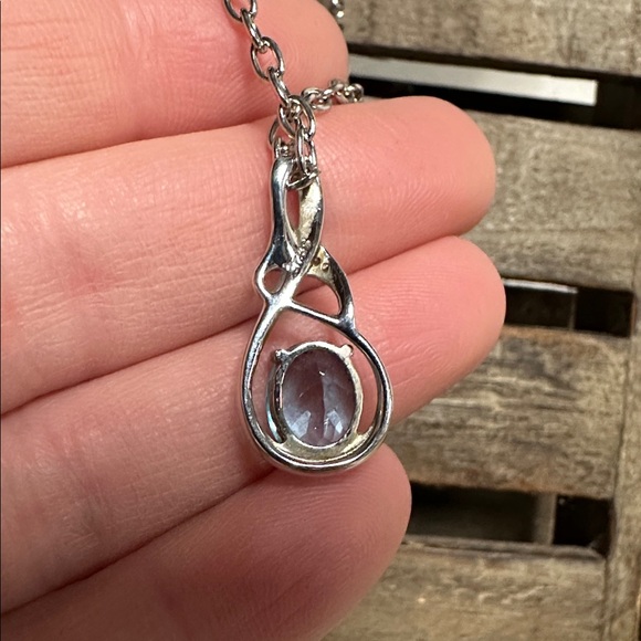 925 sterling silver great shape blue topaz faceted crystal gemstone necklace - Picture 4 of 8